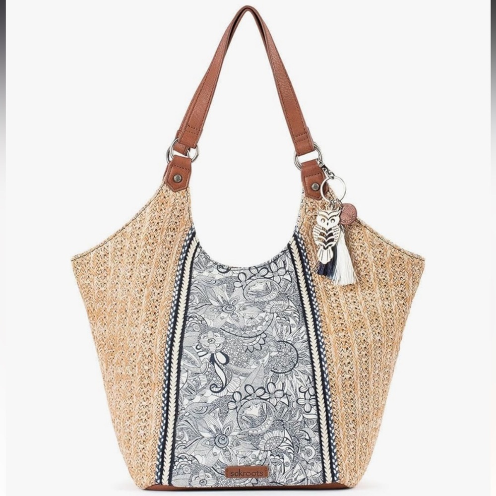 Sakroots Tan and Blue Patterned Tote